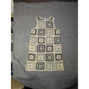 House Of Harlow 1960 Crochet Square Pattern Cotton Dress Size M Beachy Coastal